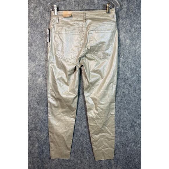 Kut From The Kloth NEW Shiny Gold Sz 2 High Rise Charlize Fab Ab Cigarette Leg - Picture 4 of 10